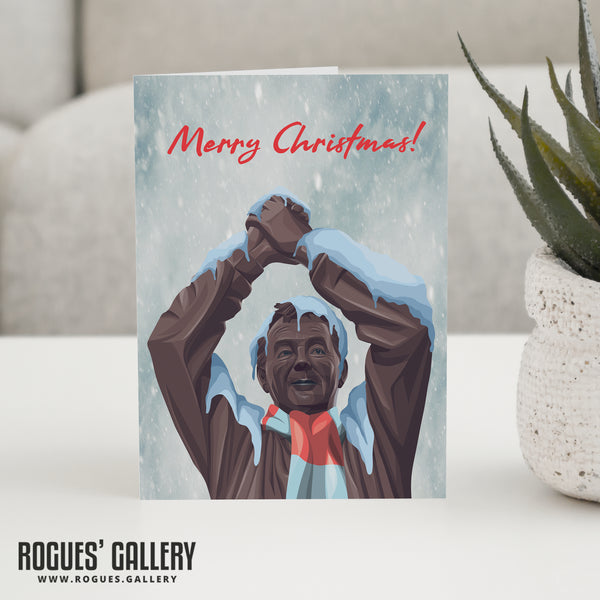 Snowy Brian Clough Statue  - Nottingham Forest Christmas Cards