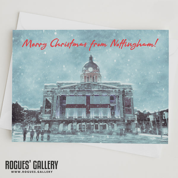 Market Square, Nottingham in a snow storm  - Christmas Cards