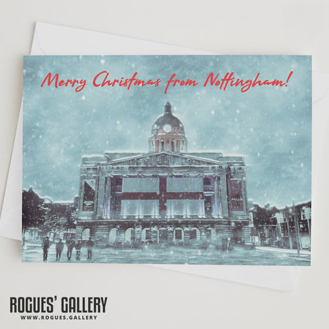 Market Square, Nottingham in a snow storm  - Christmas Cards