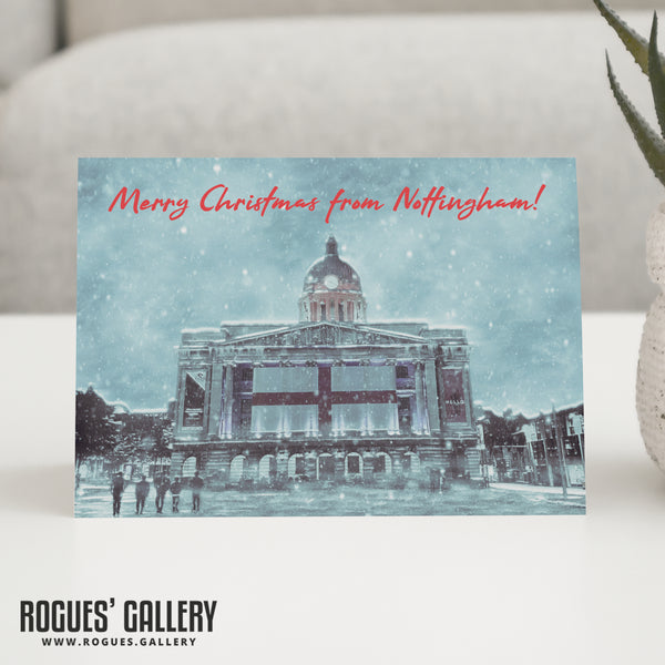 Market Square, Nottingham in a snow storm  - Christmas Cards