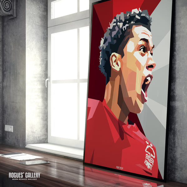 Brennan Johnson: Sheep Slayer - Nottingham Forest - A0, A1, A2 or A3 Modern Portrait Prints