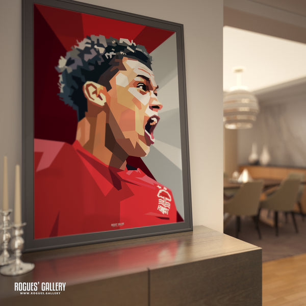 Brennan Johnson: Sheep Slayer - Nottingham Forest - A0, A1, A2 or A3 Modern Portrait Prints