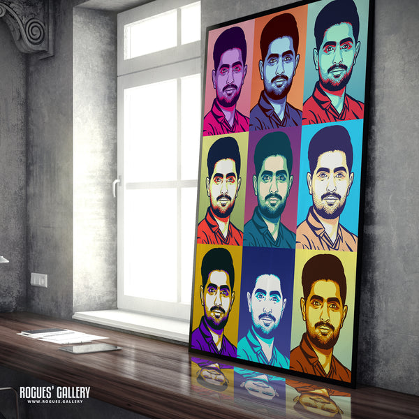 Baba Azam - Pakistan Cricket Captain - A3, A2, A1 or A0 Icon & Pop Art Prints