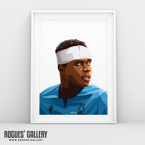 Bandaged Brice Samba - Nottingham Forest - A0, A1, A2 or A3 Name & Number Prints - 2 versions