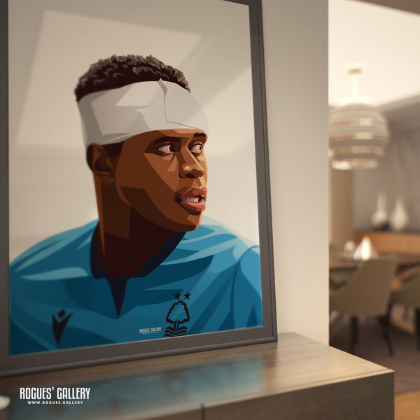 Bandaged Brice Samba - Nottingham Forest - A0, A1, A2 or A3 Name & Number Prints - 2 versions