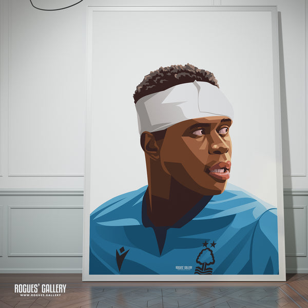 Bandaged Brice Samba - Nottingham Forest - A0, A1, A2 or A3 Name & Number Prints - 2 versions