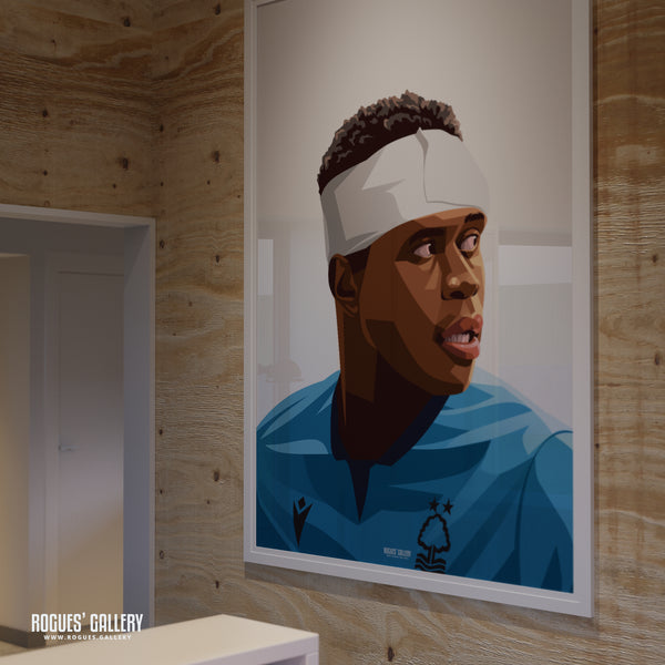 Bandaged Brice Samba - Nottingham Forest - A0, A1, A2 or A3 Name & Number Prints - 2 versions