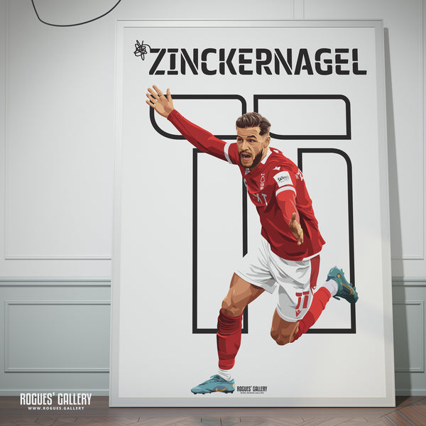 Philip Zinckernagel - Nottingham Forest - A0, A1, A2 or A3 Name & Number Prints