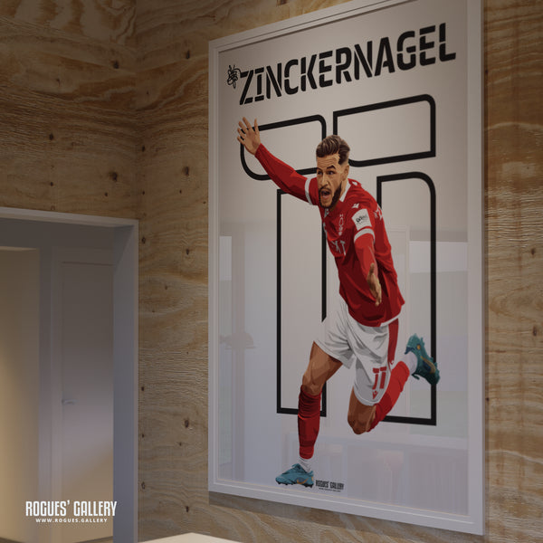 Philip Zinckernagel - Nottingham Forest - A0, A1, A2 or A3 Name & Number Prints