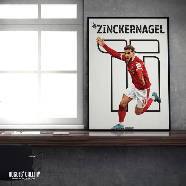 Philip Zinckernagel - Nottingham Forest - A0, A1, A2 or A3 Name & Number Prints