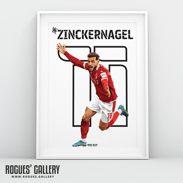 Philip Zinckernagel - Nottingham Forest - A0, A1, A2 or A3 Name & Number Prints