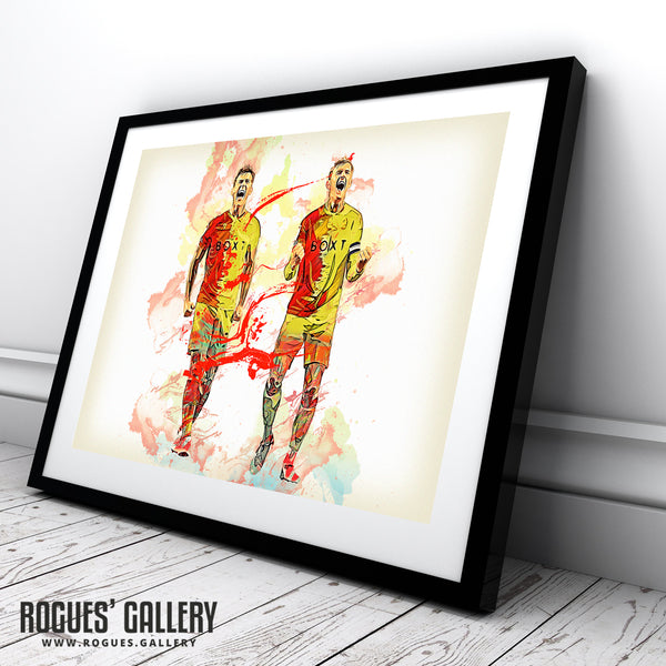 Captain Material: Ryan Yates & Joe Worrall - Nottingham Forest Leaders Celebrating - A0, A1, A2 or A3 Prints