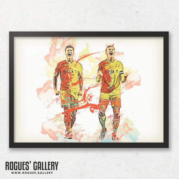 Captain Material: Ryan Yates & Joe Worrall - Nottingham Forest Leaders Celebrating - A0, A1, A2 or A3 Prints