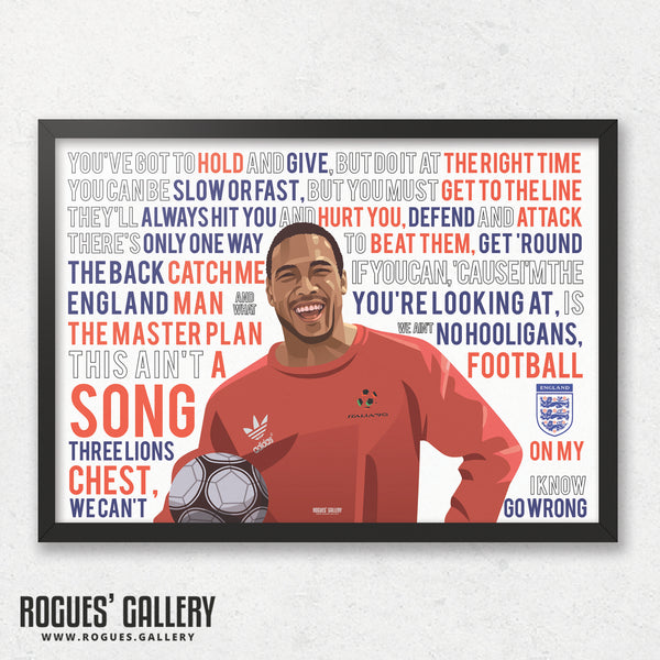 John Barnes 'World In Motion' Italia '90 England World Cup Song - Signed A3 Art Prints