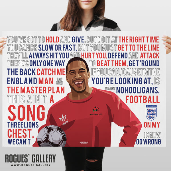 John Barnes 'World In Motion' Italia '90 England World Cup Song - Signed A3 Art Prints