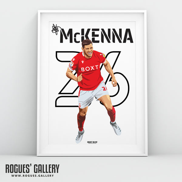 Scott McKenna: Goal Celebration Version - Nottingham Forest - A0, A1, A2 or A3 Name & Number Prints