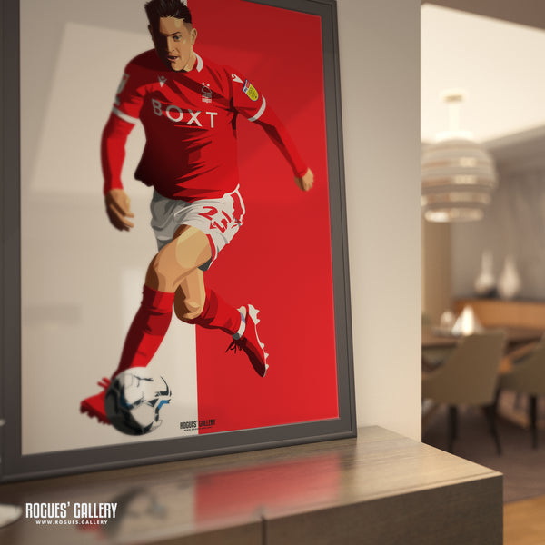Joe Lolley - Nottingham Forest - A0, A1, A2 or A3 Red & White Prints