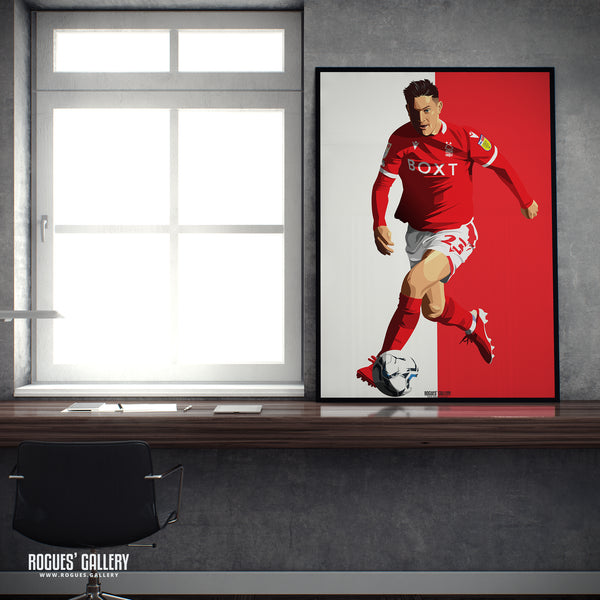 Joe Lolley - Nottingham Forest - A0, A1, A2 or A3 Red & White Prints