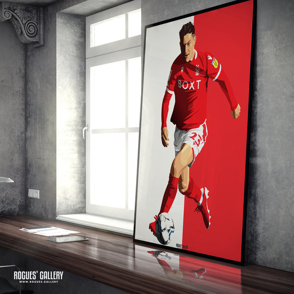 Joe Lolley - Nottingham Forest - A0, A1, A2 or A3 Red & White Prints