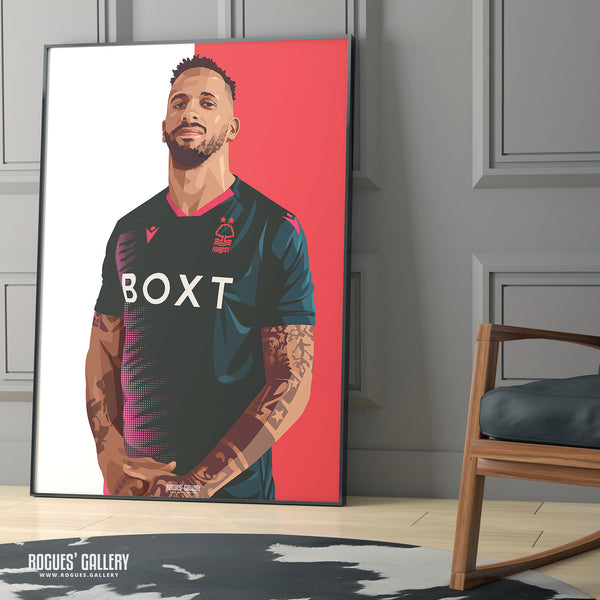 Cafu - Nottingham Forest - A0, A1, A2 or A3 Red & White Prints