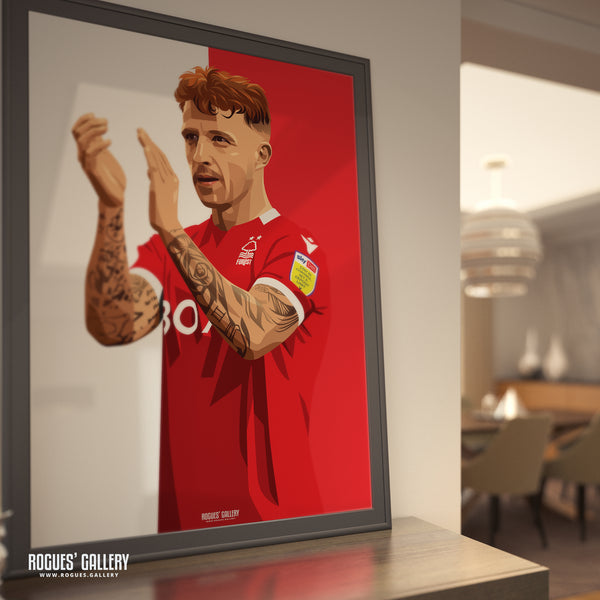 Jack Colback - Nottingham Forest - A0, A1, A2 or A3 Red & White Prints