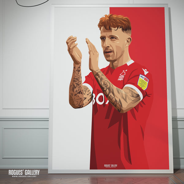 Jack Colback - Nottingham Forest - A0, A1, A2 or A3 Red & White Prints