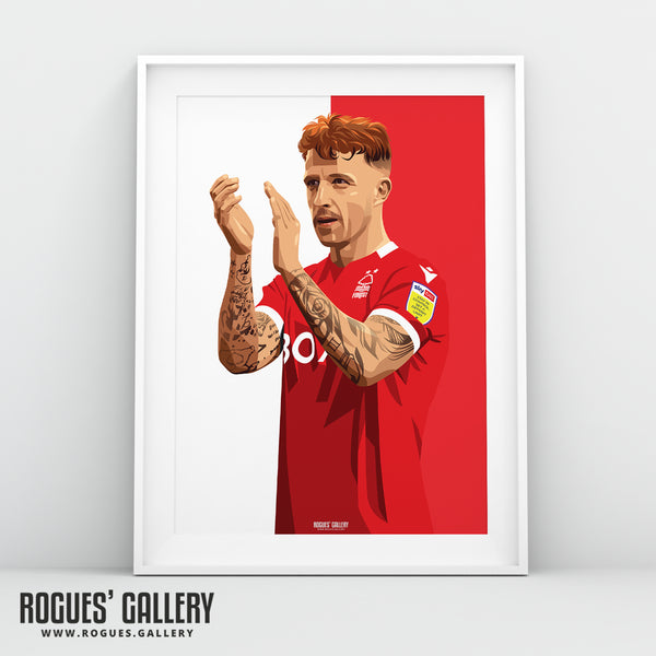 Jack Colback - Nottingham Forest - A0, A1, A2 or A3 Red & White Prints