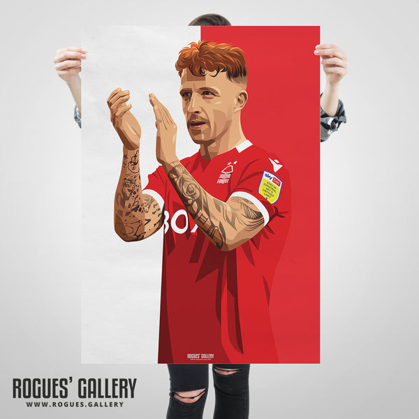 Jack Colback - Nottingham Forest - A0, A1, A2 or A3 Red & White Prints