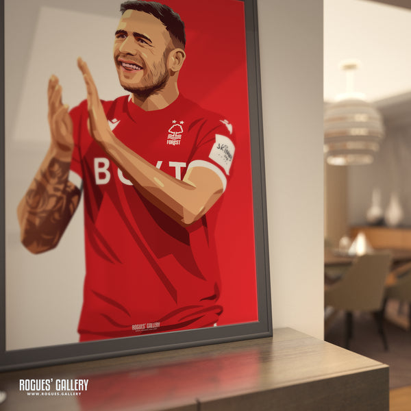 Steve Cook - Nottingham Forest - A0, A1, A2 or A3 Red & White Prints