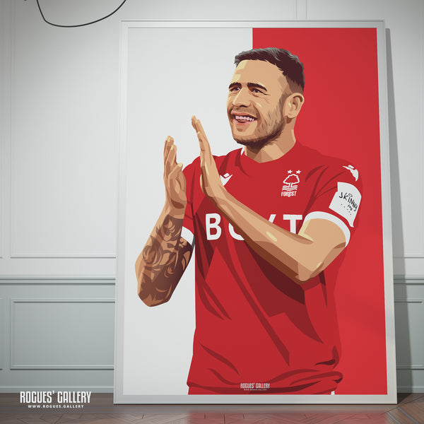 Steve Cook - Nottingham Forest - A0, A1, A2 or A3 Red & White Prints