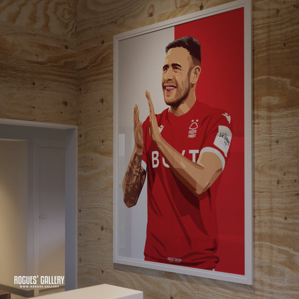 Steve Cook - Nottingham Forest - A0, A1, A2 or A3 Red & White Prints