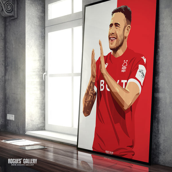 Steve Cook - Nottingham Forest - A0, A1, A2 or A3 Red & White Prints