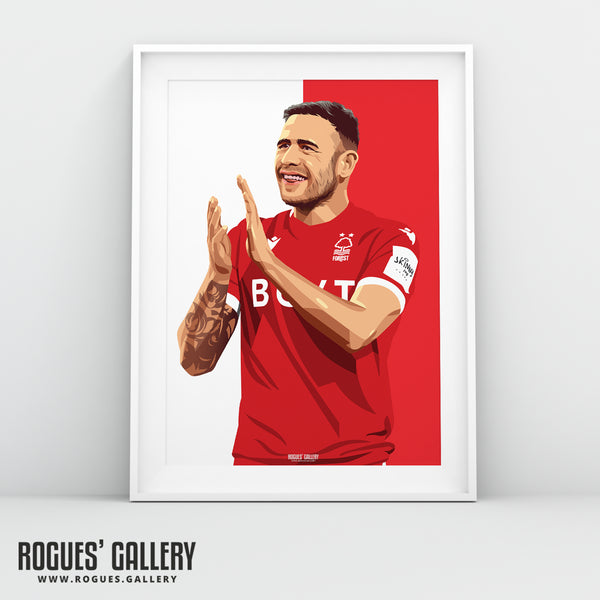 Steve Cook - Nottingham Forest - A0, A1, A2 or A3 Red & White Prints