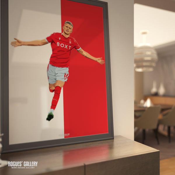 Sam Surridge - Nottingham Forest - A0, A1, A2 or A3 Red & White Prints