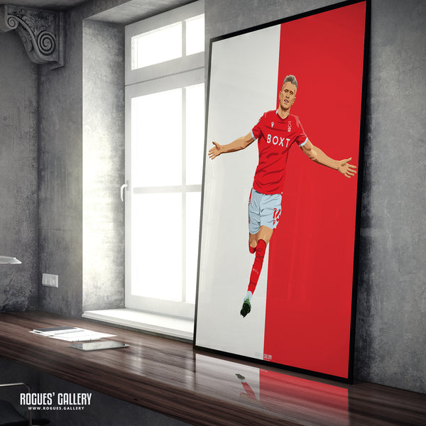 Sam Surridge - Nottingham Forest - A0, A1, A2 or A3 Red & White Prints