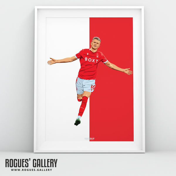 Sam Surridge - Nottingham Forest - A0, A1, A2 or A3 Red & White Prints