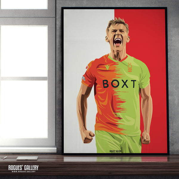 Ryan Yates - Nottingham Forest - A0, A1, A2 or A3 Red & White Prints