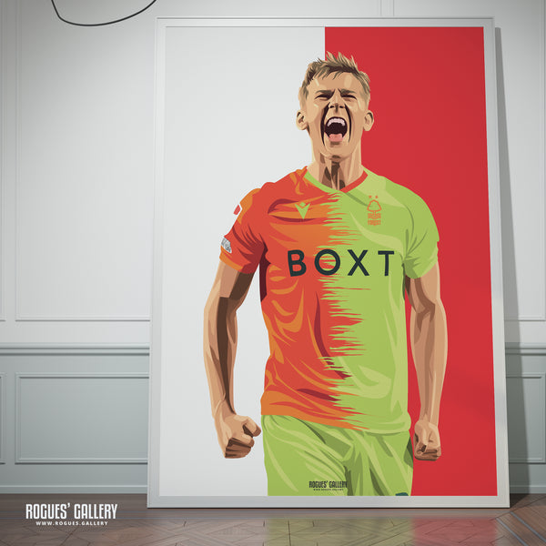 Ryan Yates - Nottingham Forest - A0, A1, A2 or A3 Red & White Prints