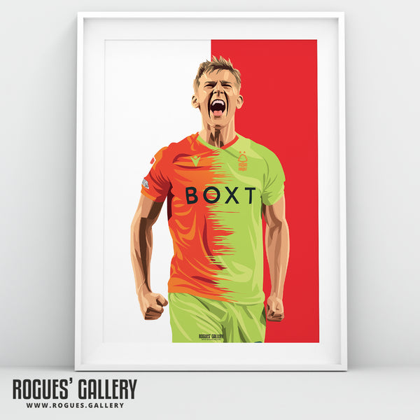 Ryan Yates - Nottingham Forest - A0, A1, A2 or A3 Red & White Prints