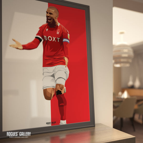 Lewis Grabban - Nottingham Forest - A0, A1, A2 or A3 Red & White Prints