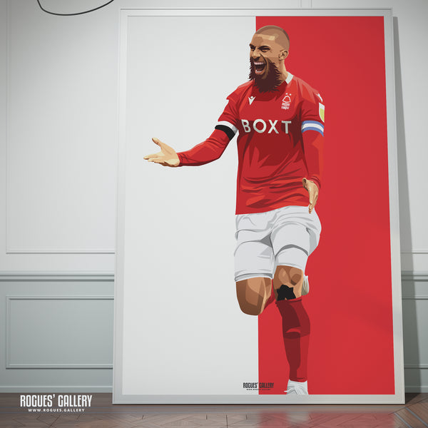 Lewis Grabban - Nottingham Forest - A0, A1, A2 or A3 Red & White Prints