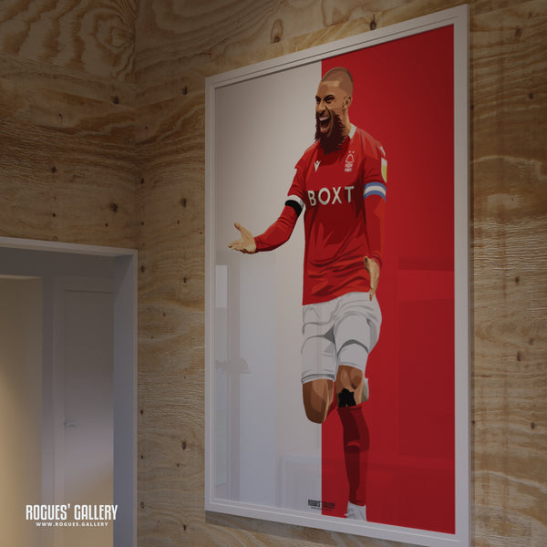 Lewis Grabban - Nottingham Forest - A0, A1, A2 or A3 Red & White Prints