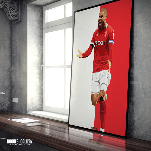 Lewis Grabban - Nottingham Forest - A0, A1, A2 or A3 Red & White Prints