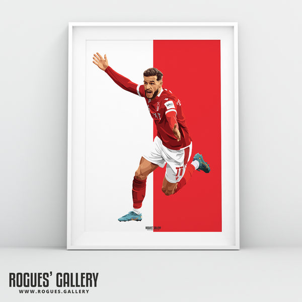 Philip Zinckernagel - Nottingham Forest - A0, A1, A2 or A3 Red & White Prints