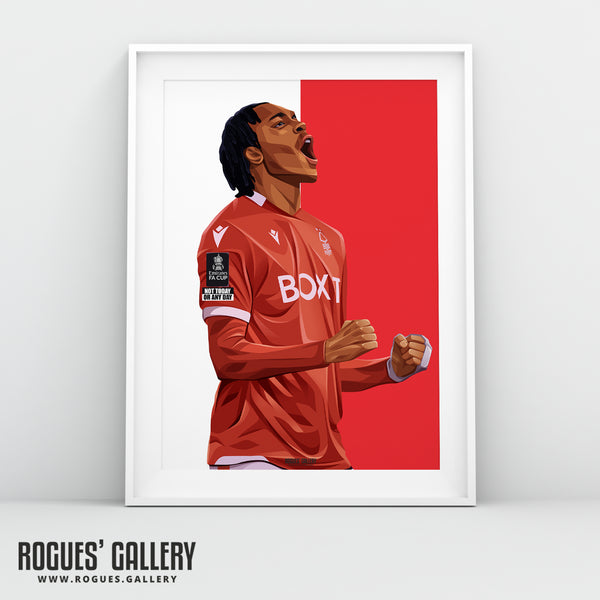 Djed Spence - Nottingham Forest - A0, A1, A2 or A3 Red & White Prints