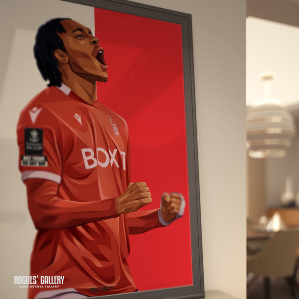 Djed Spence - Nottingham Forest - A0, A1, A2 or A3 Red & White Prints