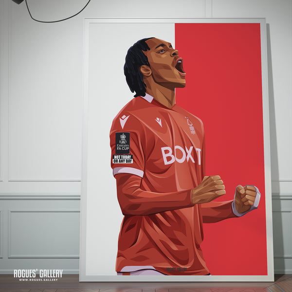 Djed Spence - Nottingham Forest - A0, A1, A2 or A3 Red & White Prints