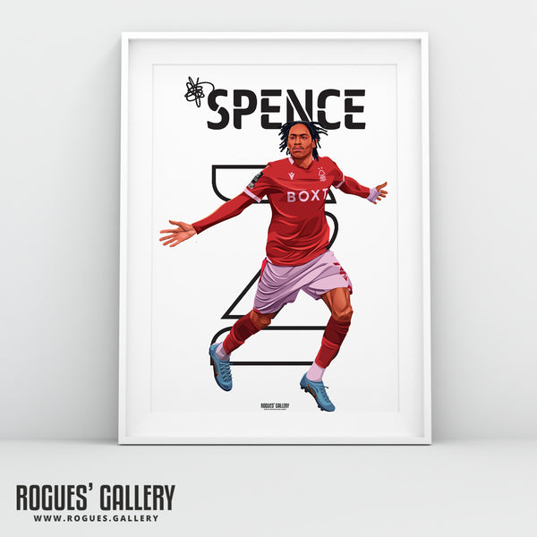 Djed Spence V2 - Nottingham Forest - A0, A1, A2 or A3 Name & Number Prints