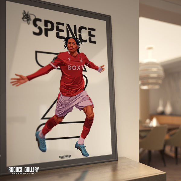 Djed Spence V2 - Nottingham Forest - A0, A1, A2 or A3 Name & Number Prints