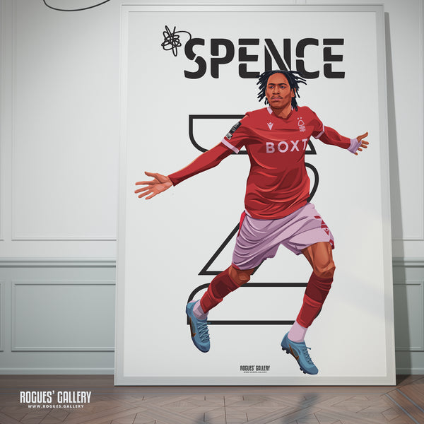 Djed Spence V2 - Nottingham Forest - A0, A1, A2 or A3 Name & Number Prints
